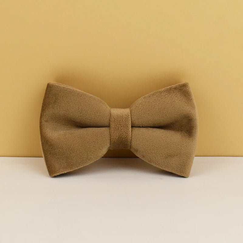 Khaki Velvet Dog Collar & Leash Set