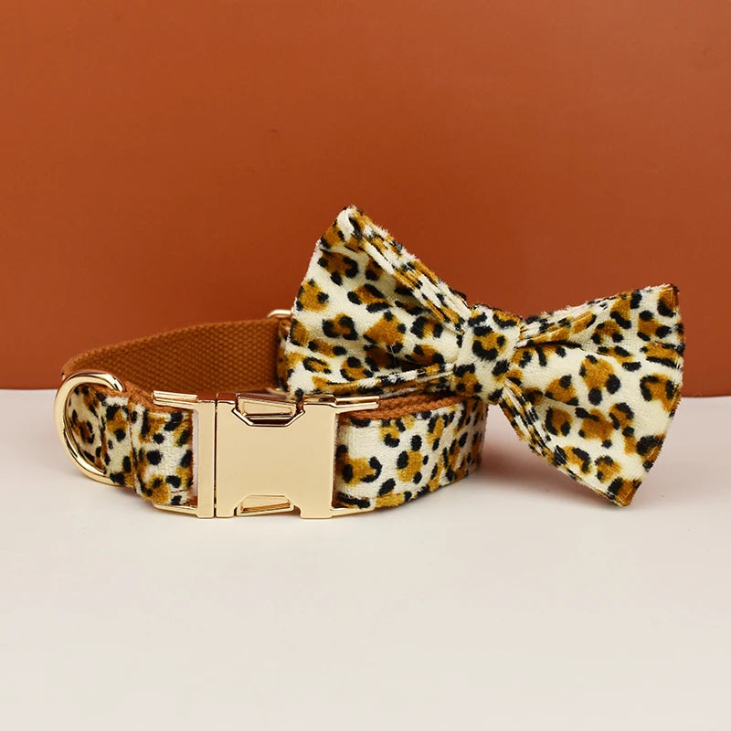 Leopard Print Dog Collar, Leash & Harness Set