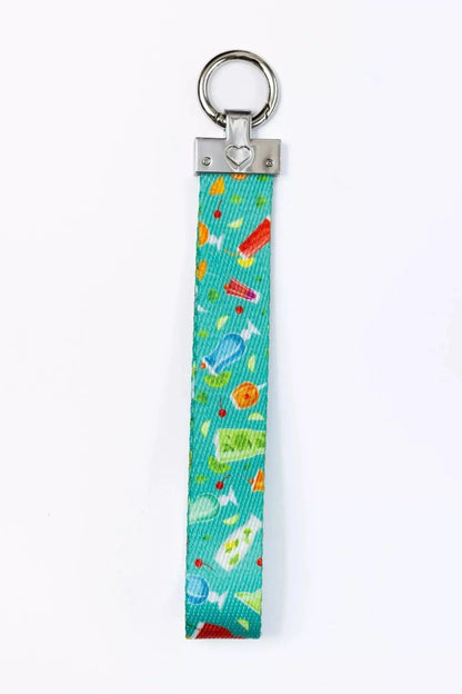 Seaside Sips Wristlet Keychain on dog — pet accessory close-up | Cutie Paw Co.