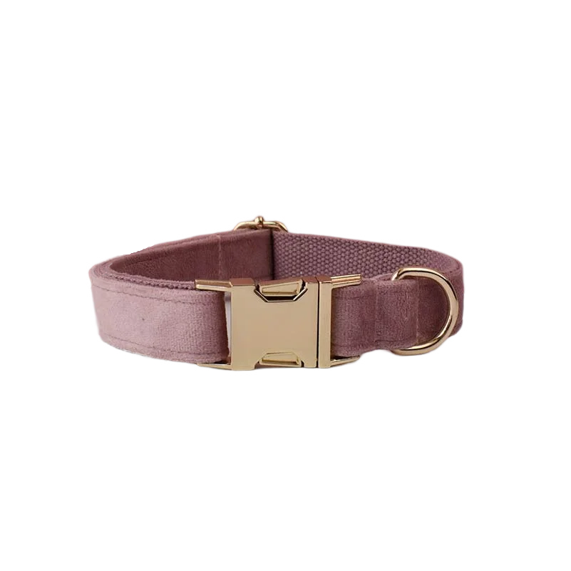 Light Purple Velvet Dog Collar And Leash Set For Dogs Custom Engraved Nameplate Pet Supplies Dog Leash Velvet05