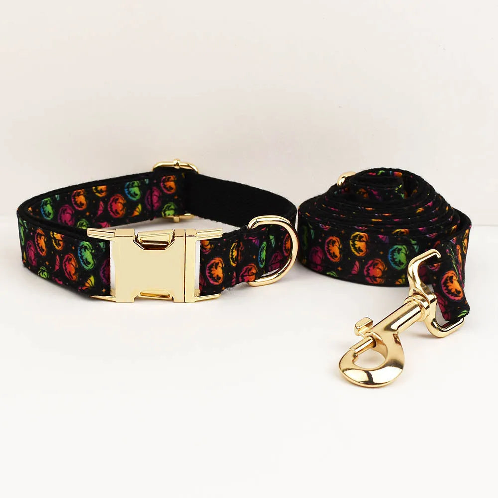Halloween Pumpkin Dog Collar & Harness Set