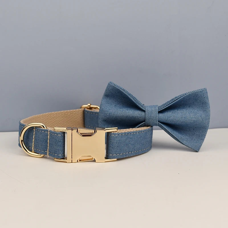 Denim Dog Collar, Leash & Harness Set