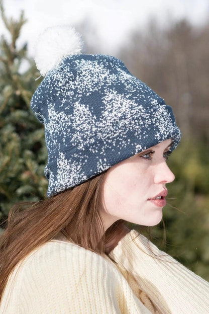 Siberian Spruce Winter Hat with Pom Pom detail view | Cutie Paw Co.