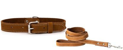 Traditional Style Leather Collar and Leash Set detail view | Cutie Paw Co.