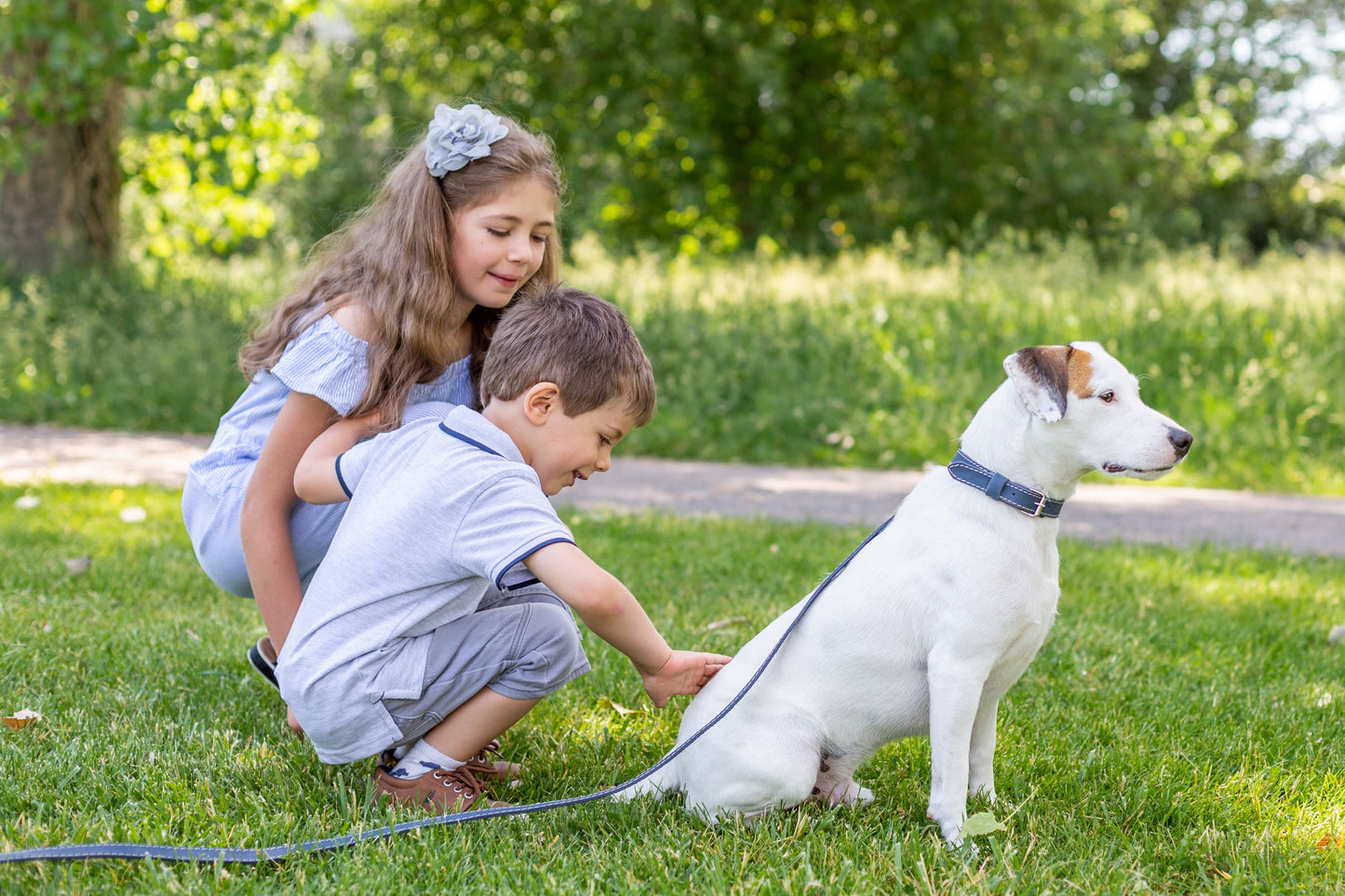 Traditional Style Leather Collar and Leash Set