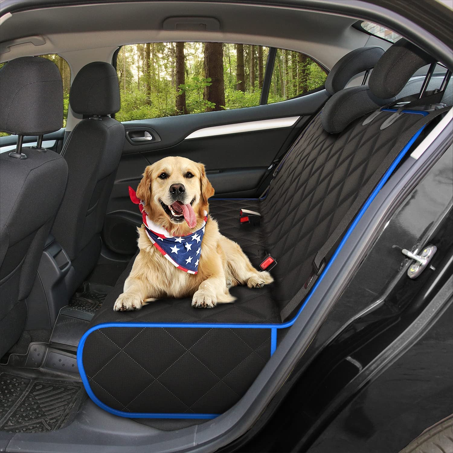 Dog Car Seat Cover for Back Seat, Waterproof Vehicle Protector, Durable Scratch Proof Nonslip Pet Protection, Machine Washable, XL, Blue