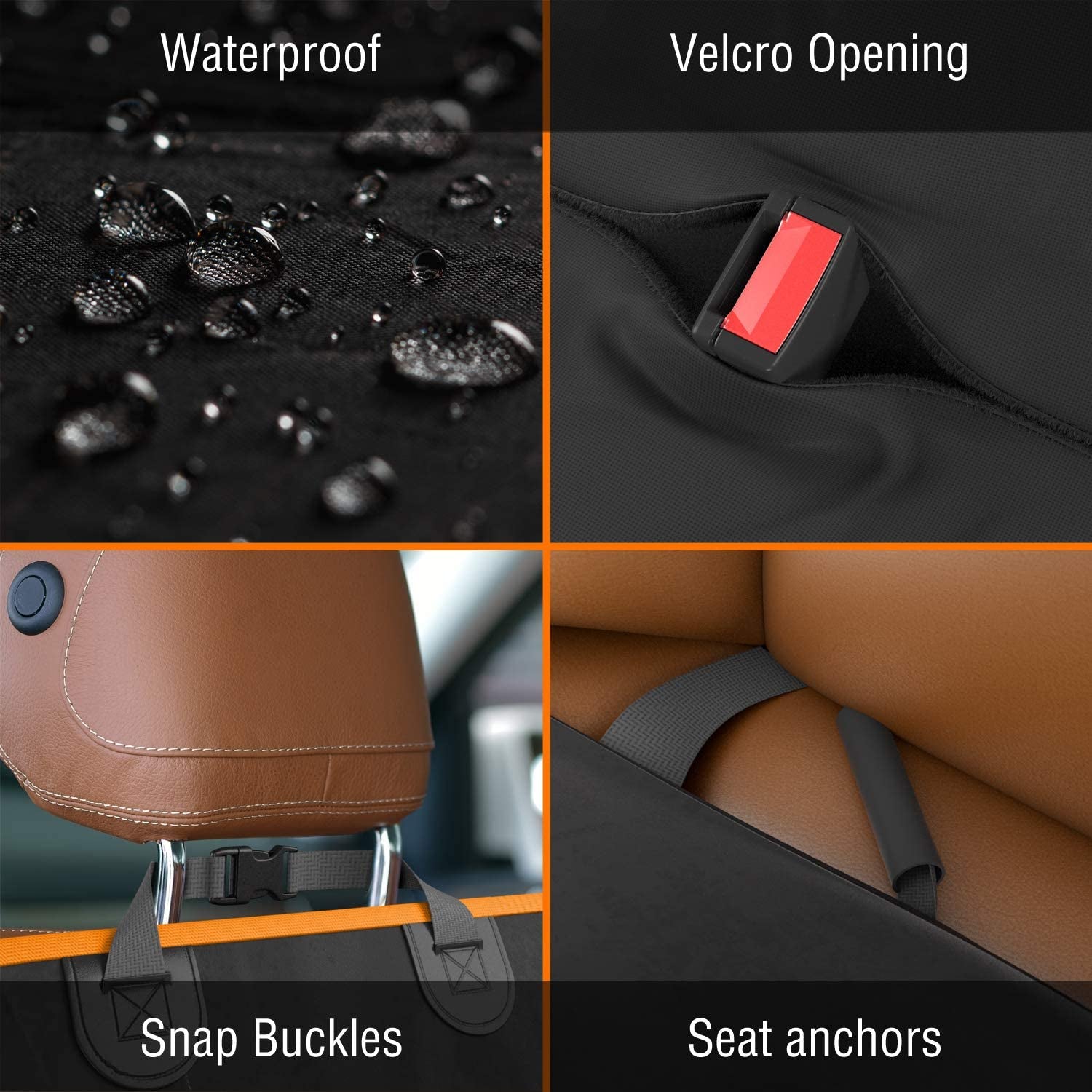 Dog Car Seat Cover Car Seat Protector- Dog Seat Cover for Back Seat of Suvs, Trucks, Cars - Waterproof & Convertible Hammock for Car Backseat - Travel Accessories -Orange, XL