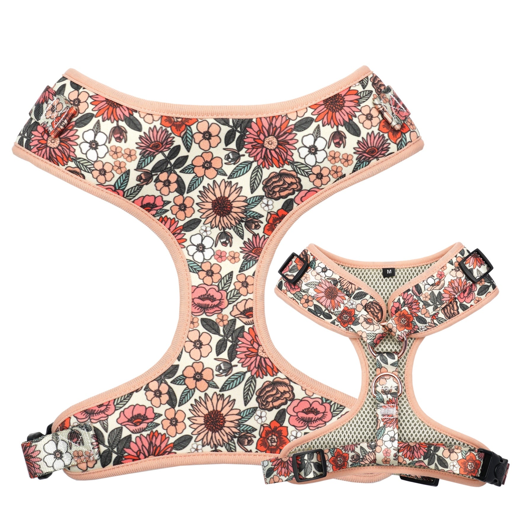 Wildflower Collar, Harness, Leash, Waste Bag Holder, Bandana, Flower, and Bow