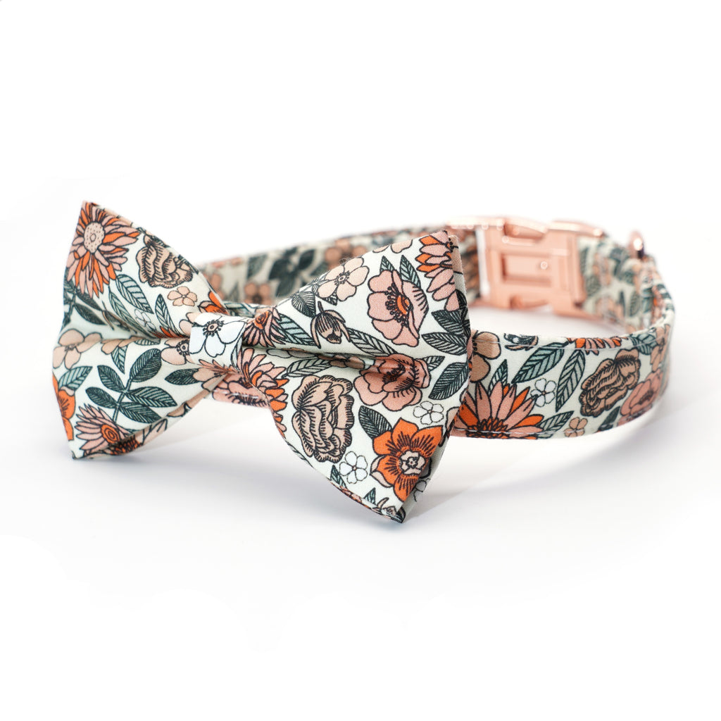 Wildflower Collar, Harness, Leash, Waste Bag Holder, Bandana, Flower, and Bow