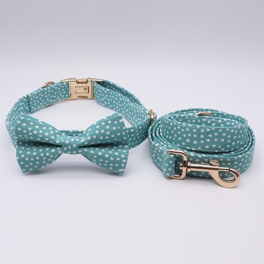 Blue Fawn Collar, Bow/Bowtie, and Leash