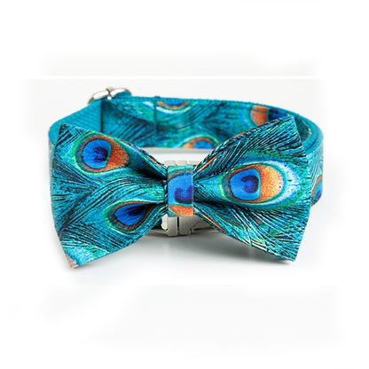 Penny Peacock Collar, Bow, and Leash detail view | Cutie Paw Co.