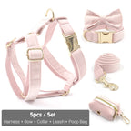 Cotton Candy Pink Collar, Harness, Bow/Bowtie, Leash, and Waste Bag Holder