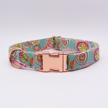 Paisley Collar, Flower, bow, and Leash