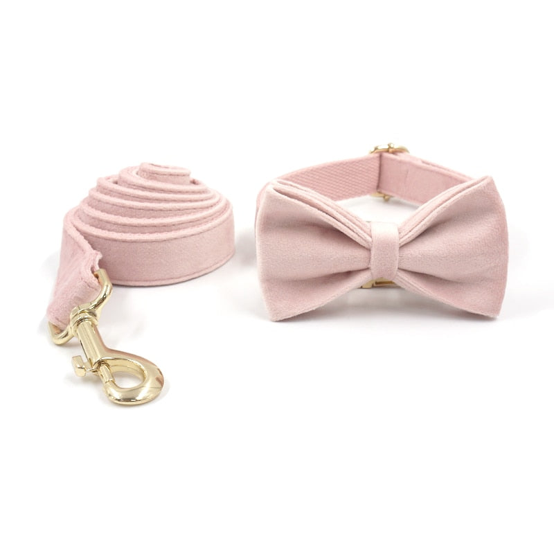 Cotton Candy Pink Collar, Harness, Bow/Bowtie, Leash, and Waste Bag Holder