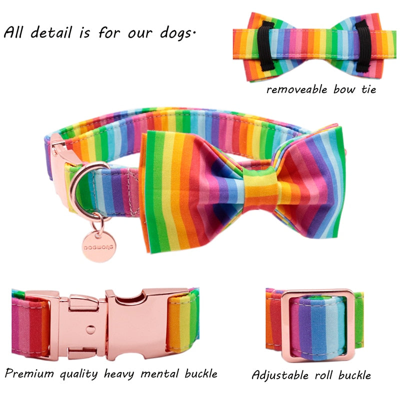 Ruby Rainbow Collar and Bow/Bowtie