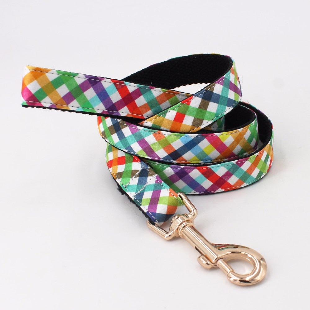 Lotte Plaid Collar, Bow/Bowtie, and Leash
