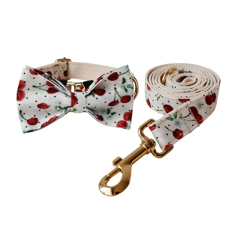 Charming Cherry Collar, Leash, and Bow