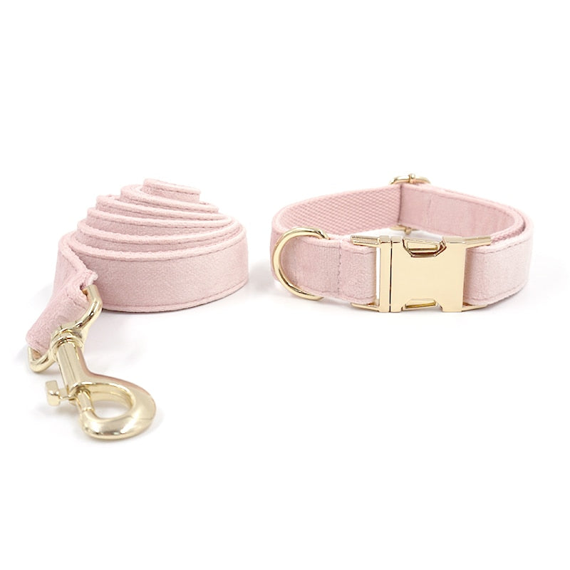 Cotton Candy Pink Collar, Harness, Bow/Bowtie, Leash, and Waste Bag Holder