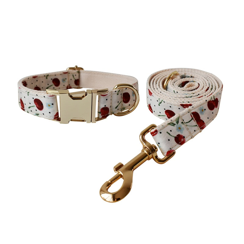 Charming Cherry Collar, Leash, and Bow