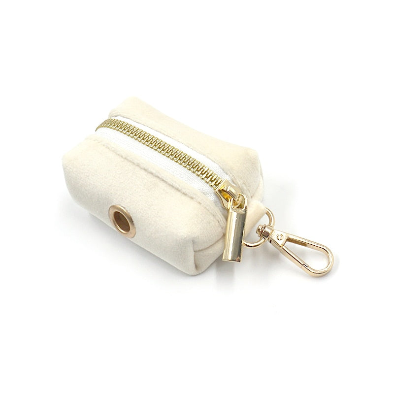 Soft White Velvet Collar, Harness, Bow/Bowtie, Leash, and Waste Bag Holder