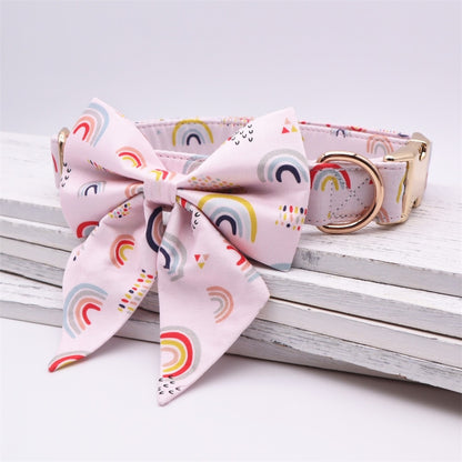 Boho Rainbow Collar, Bow, and Leash