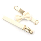 Soft White Velvet Collar, Harness, Bow/Bowtie, Leash, and Waste Bag Holder