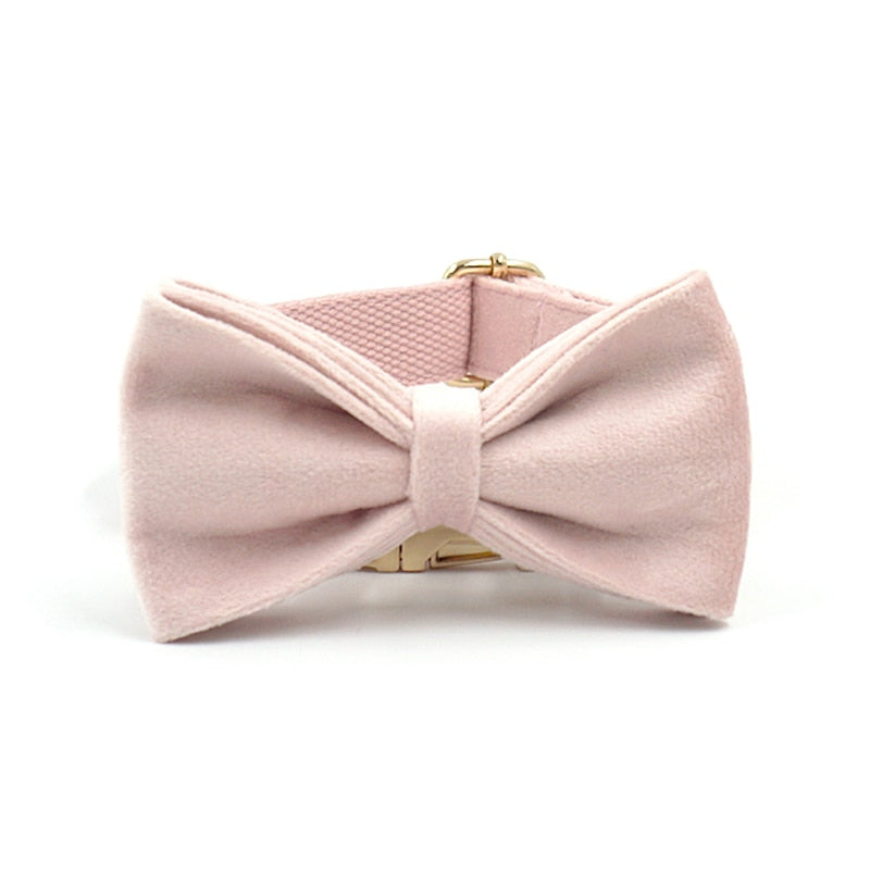 Cotton Candy Pink Collar, Harness, Bow/Bowtie, Leash, and Waste Bag Holder