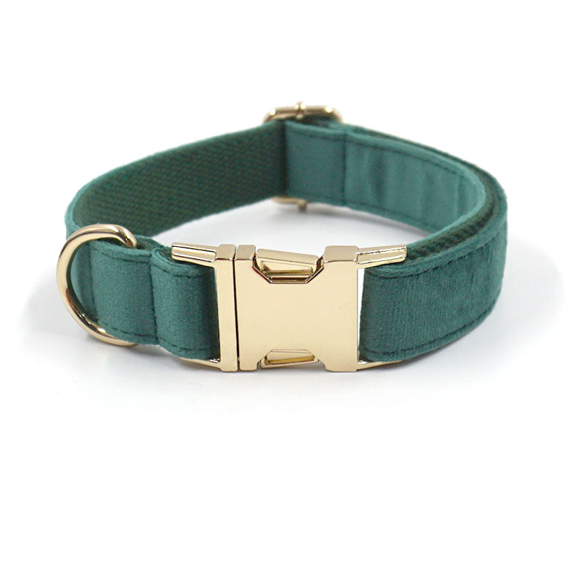 Kelly Green Velvet Collar, Harness, Bow/Bowtie, Leash, and Waste Bag Holder