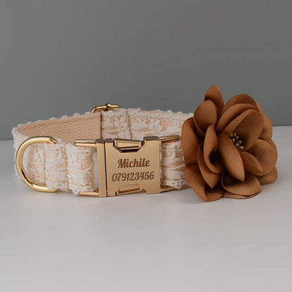 Chic Collar and Leash with Flower