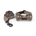 Leaping Leopard Collar, Bow/Bowtie, Leash, Harness, and Waste Bag Holder