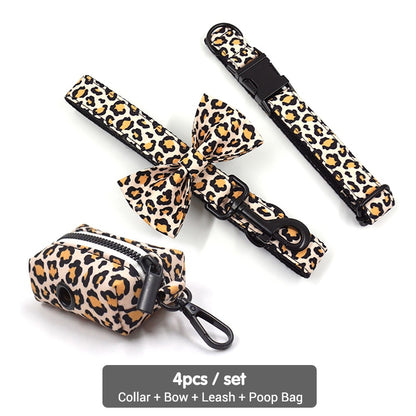 Leopard Print Collar, Harness & Leash Set