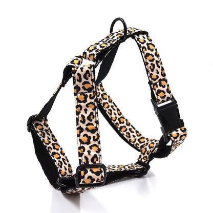 Leopard Print Collar, Harness & Leash Set
