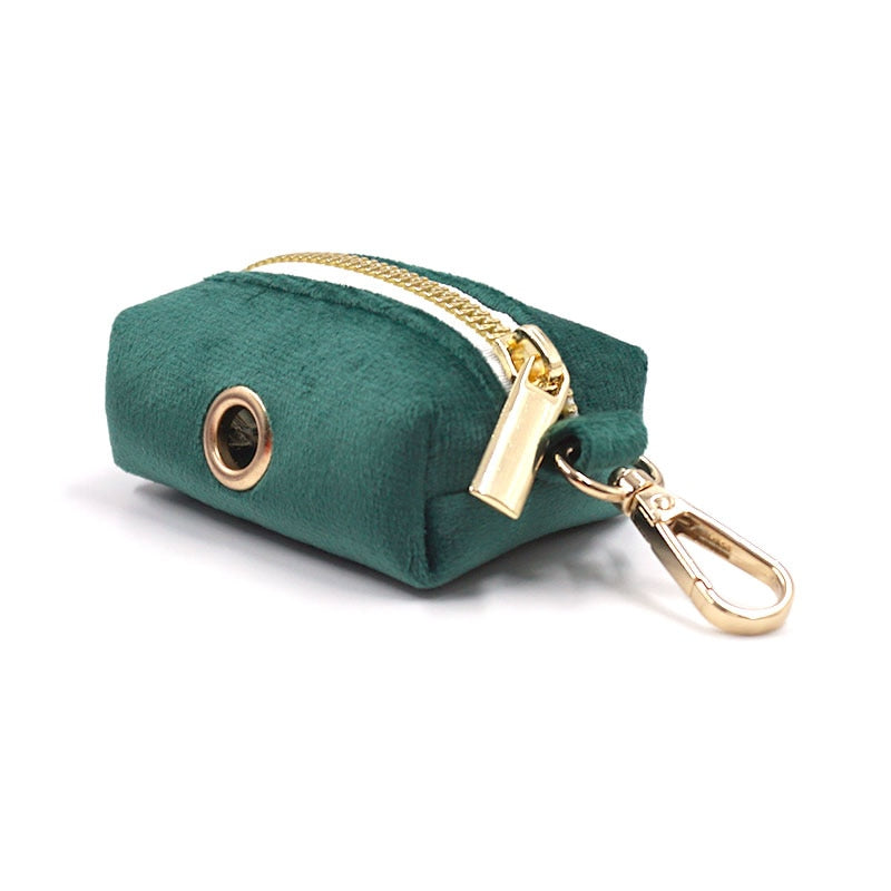 Kelly Green Velvet Collar, Harness, Bow/Bowtie, Leash, and Waste Bag Holder