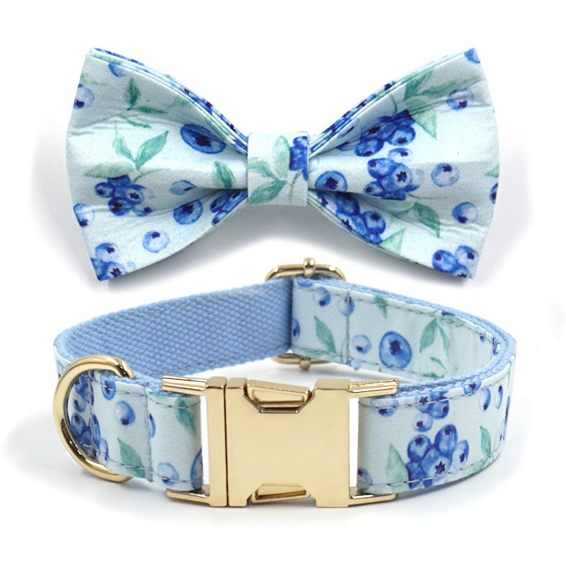 Bella Blueberry Collar, Harness, Leash, Bow, and Waste Bag Holder