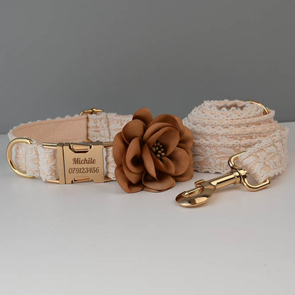 Chic Collar and Leash with Flower