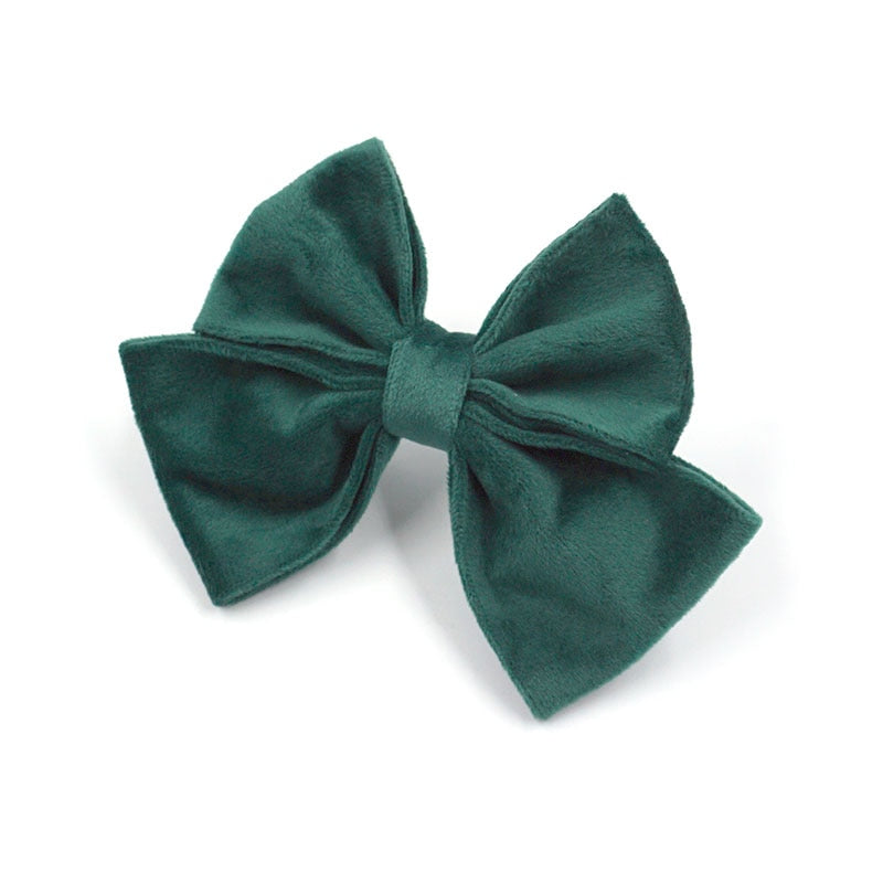 Kelly Green Velvet Collar, Harness, Bow/Bowtie, Leash, and Waste Bag Holder