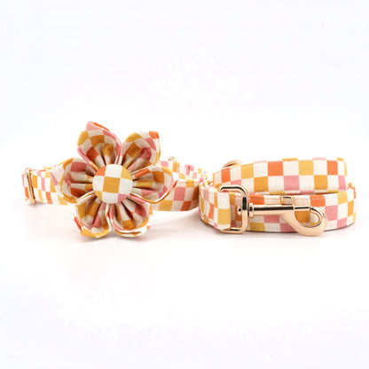 Creamsicle Collar, Leash, and Flower