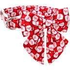 Santa Collar, Bow, and Leash - Red and White Plaid