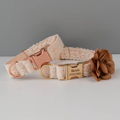 Chic Collar and Leash with Flower