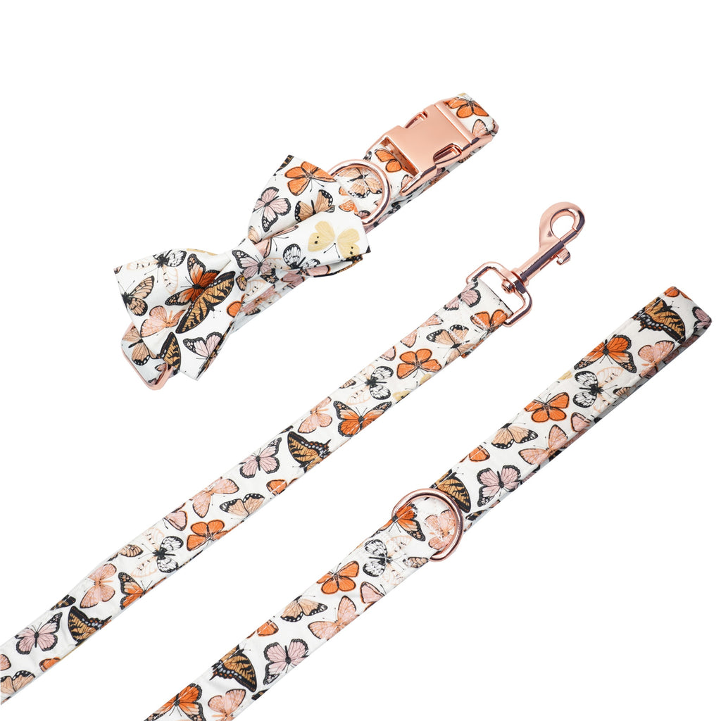 Mariposa Collar, Harness, Leash, Bow, Flower, Bandana, and Waste Bag Holder