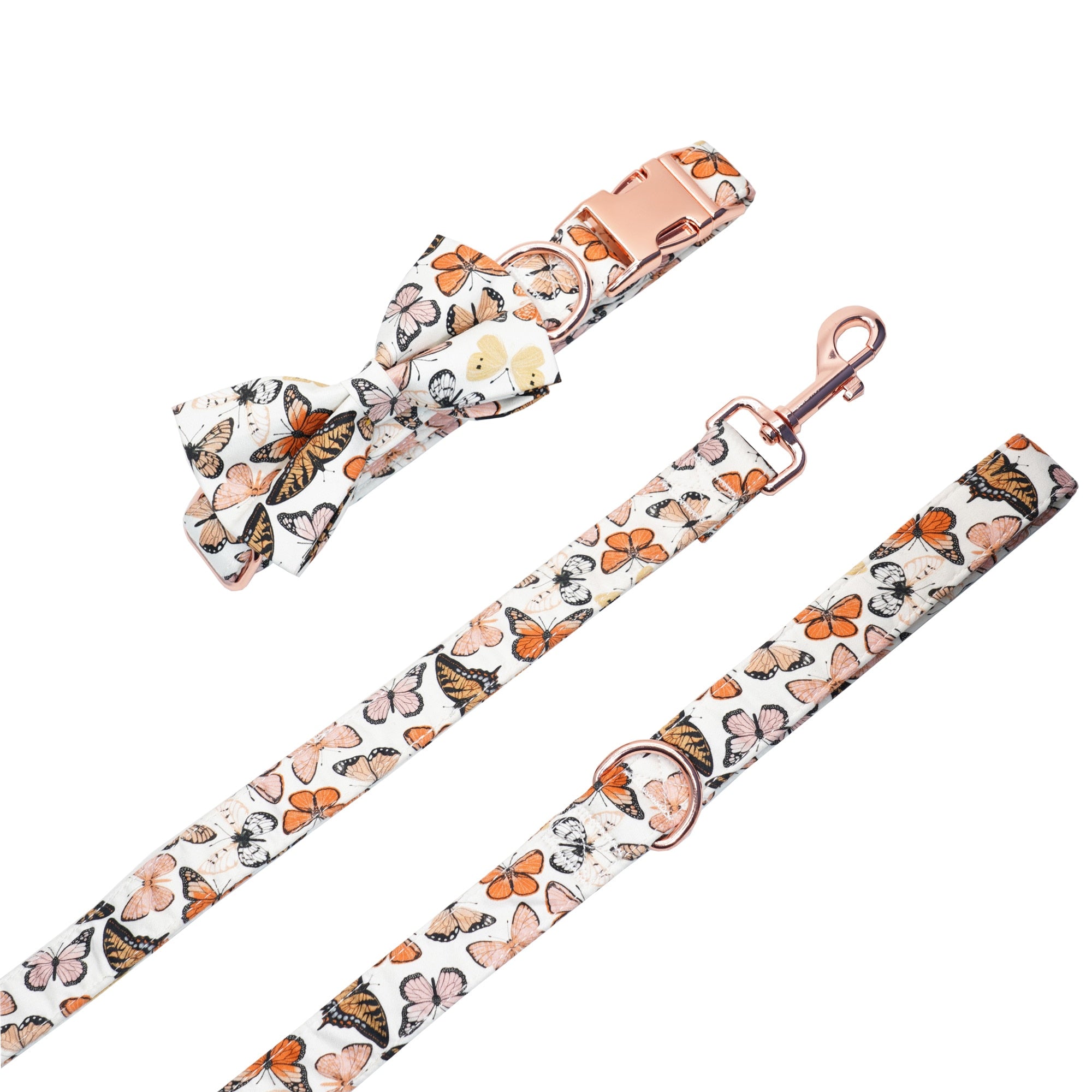 Mariposa Collar, Harness, Leash, Bow, Flower, Bandana, and Waste Bag Holder