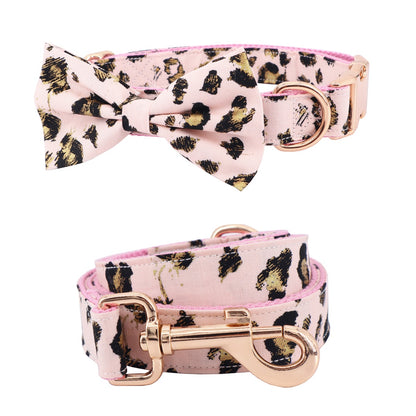 Lea Leopard Collar, Flower, and Leash