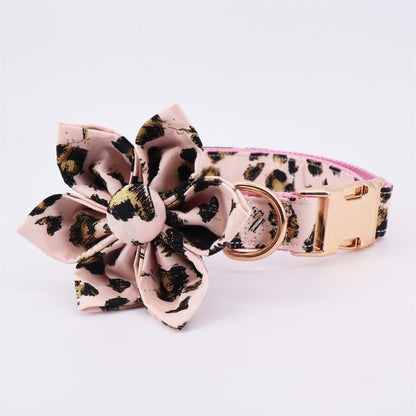 Lea Leopard Collar, Flower, and Leash