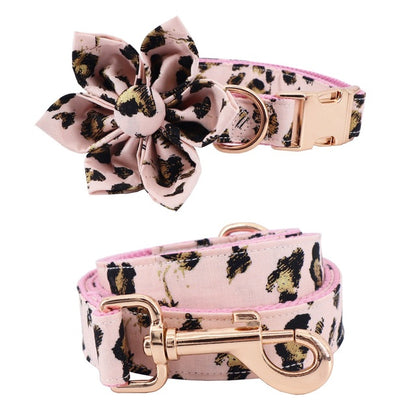 Lea Leopard Collar, Flower, and Leash