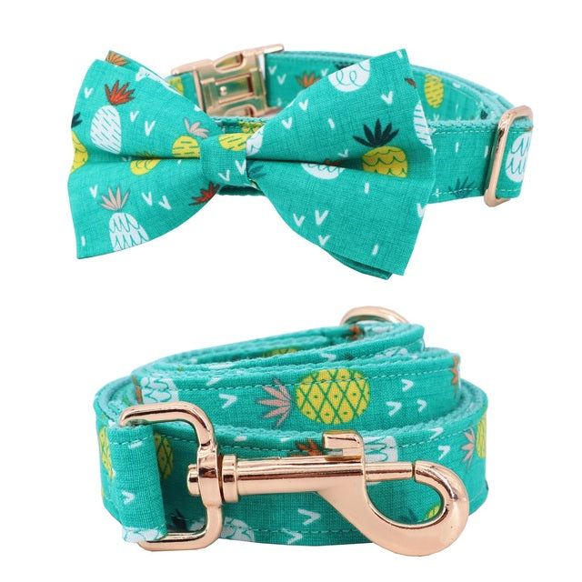Double Take Pineapple Collar, Bow/Bowtie, Flower, Leash, and Bandana