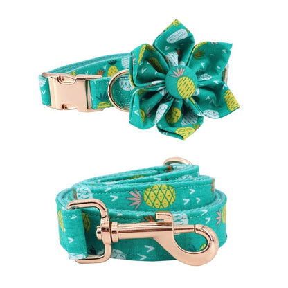 Double Take Pineapple Collar, Bow/Bowtie, Flower, Leash, and Bandana