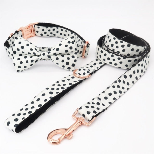 Dalmatian Collar, Bow/Bowtie, and Leash