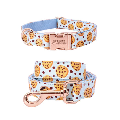 Cookie Monster Collar, Bow, and Leash on dog — dog collar close-up | Cutie Paw Co.