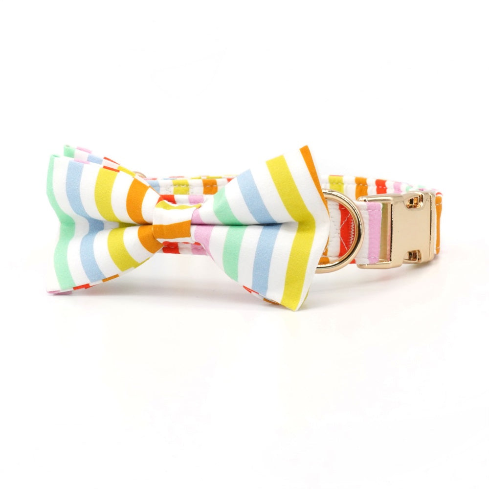 Summer Stripe Collar, Bow Tie, and Leash