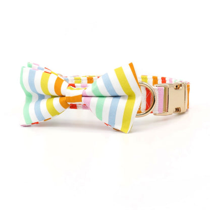 Summer Stripe Collar, Bow Tie, and Leash